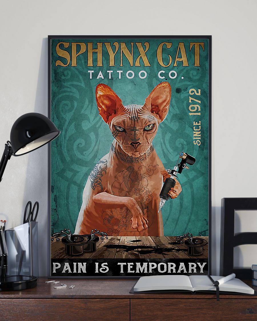 Tattoo Sphynx Cat Poster Pain Is Temporary Vintage Room Home Decor Wall Art Gifts Idea - Mostsuit