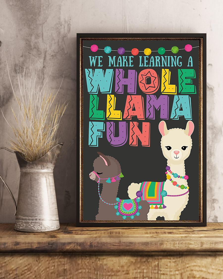Llama We Make Learning A Fun Classroom Teacher Poster Vintage Room Home Decor Wall Art Gifts Idea - Mostsuit