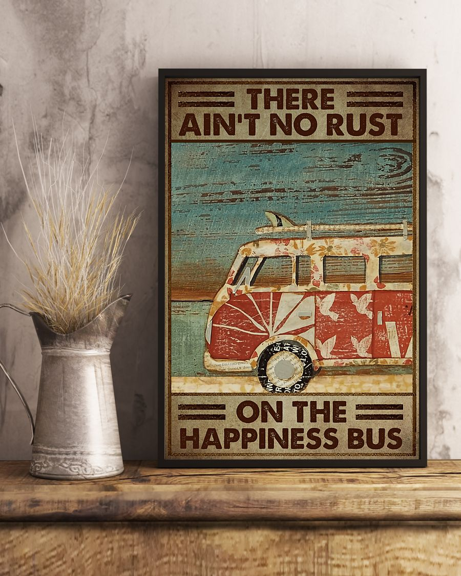 Camper Van Surf Car Canvas Prints There Ain't No Rust On The Happiness Bus Vintage Wall Art Gifts Vintage Home Wall Decor Canvas - Mostsuit