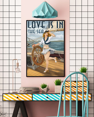 Sailor Pin Up Girl Poster Love Is In The Sea Retro Vintage Room Home Decor Wall Art Gifts Idea - Mostsuit