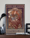 Book Girl Drinking Poster And She Lived Happily Ever After Vintage Room Home Decor Wall Art Gifts Idea - Mostsuit