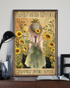 Black Cat Sunflower Girl Poster And She Lived Happily Ever After Vintage Room Home Decor Wall Art Gifts Idea - Mostsuit