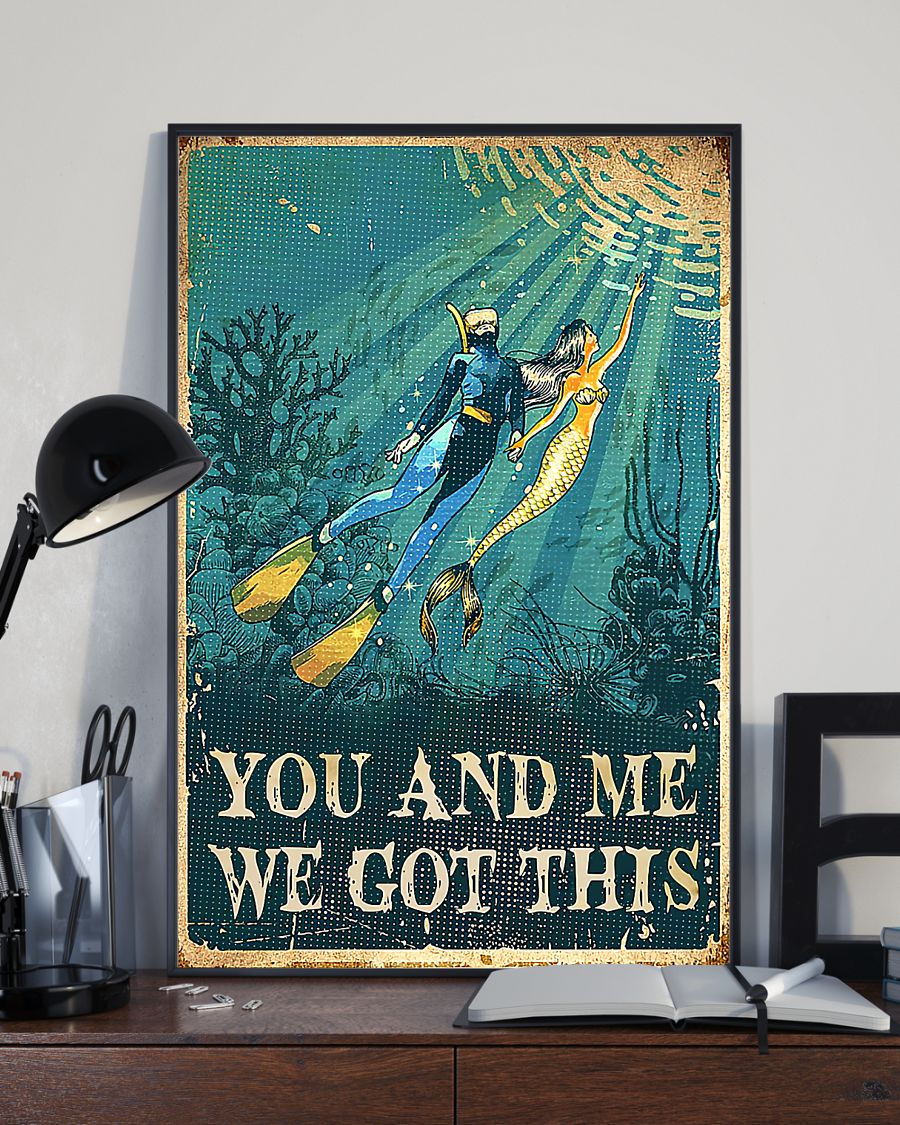 Scuba Diving Mermaid Loves Canvas Prints You And Me We Got This Vintage Wall Art Gifts Vintage Home Wall Decor Canvas - Mostsuit