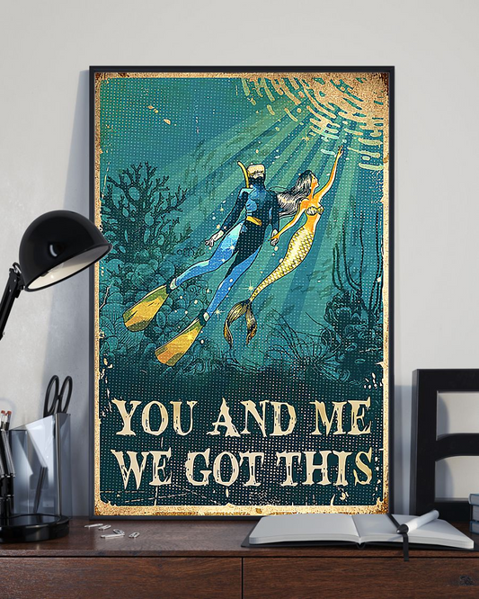 Scuba Diving Mermaid Loves Canvas Prints You And Me We Got This Vintage Wall Art Gifts Vintage Home Wall Decor Canvas - Mostsuit
