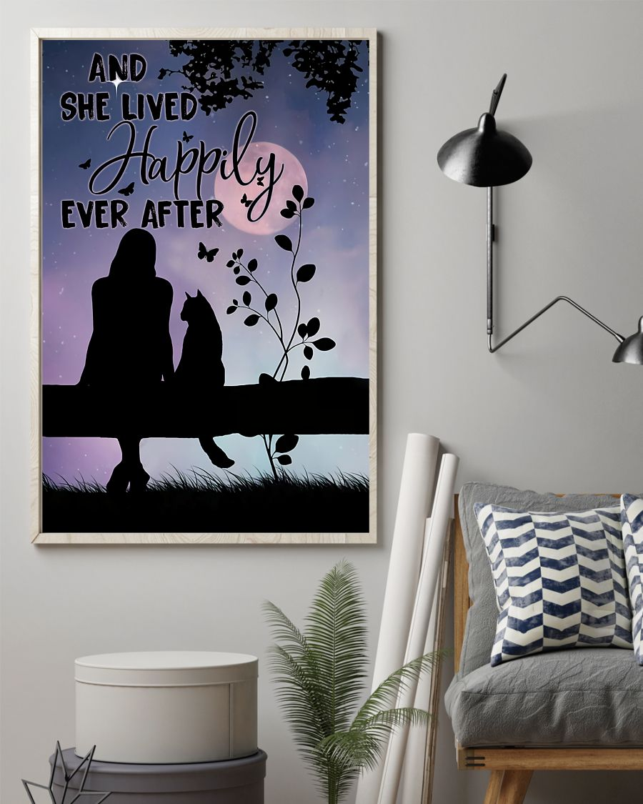 Cat Loves Canvas Prints And She Lived Happily Ever After Vintage Wall Art Gifts Vintage Home Wall Decor Canvas - Mostsuit