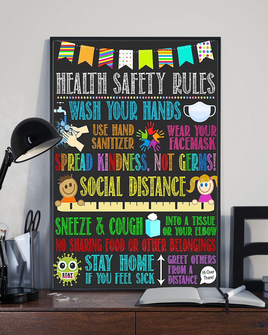 Health Safety Rules Classroom Teacher Canvas Prints Vintage Wall Art Gifts Vintage Home Wall Decor Canvas - Mostsuit