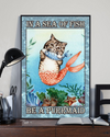 Cat Mermaid Poster In A Sea Of Fish Be A Purrmaid Vintage Room Home Decor Wall Art Gifts Idea - Mostsuit