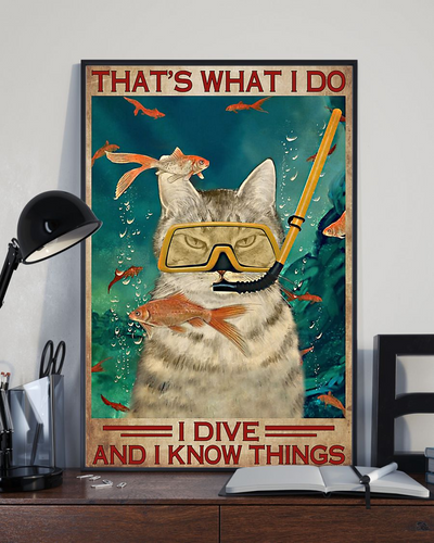 Cat Fish Loves Canvas Prints That's What I Do I Dive Vintage Wall Art Gifts Vintage Home Wall Decor Canvas - Mostsuit