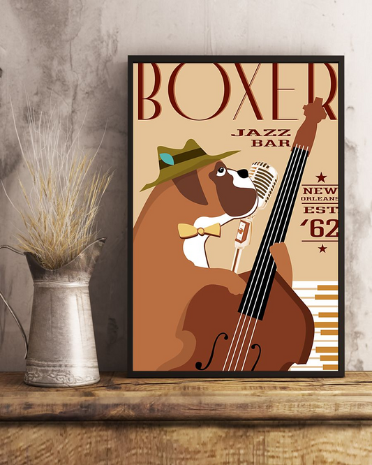Boxer Jazz Bar Dog Loves Poster Vintage Room Home Decor Wall Art Gifts Idea - Mostsuit