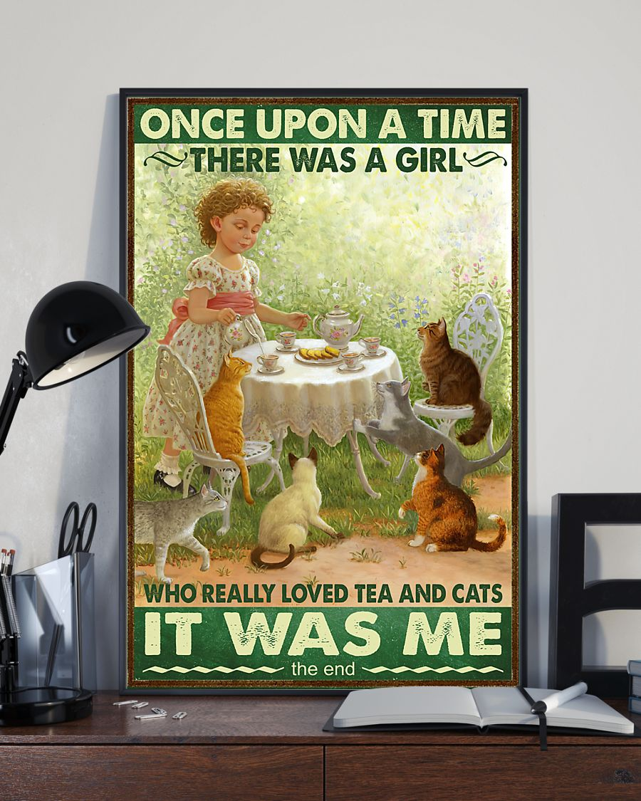 Cat Canvas Prints Once Upon A Time There Was A Girl Who Really Loved Tea And Cats Vintage Wall Art Gifts Vintage Home Wall Decor Canvas - Mostsuit
