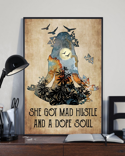 Yoga Cannabis She Got Mad Hustle And A Dope Soul Poster Vintage Room Home Decor Wall Art Gifts Idea - Mostsuit
