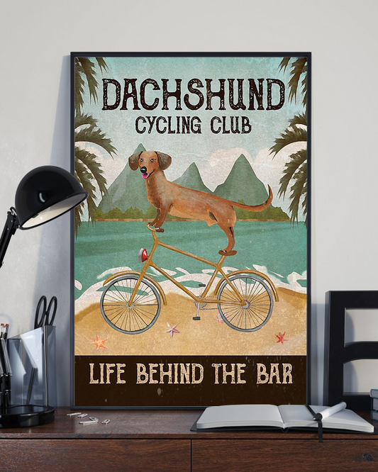 Cycling Club Dachshund Canvas Prints Life Behind The Bar Vintage Wall Art Gifts Vintage Home Wall Decor Canvas - Mostsuit
