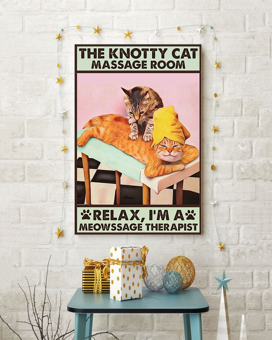 Massage Therapist Cat Loves Poster The Knotty Cat Massage Room Vintage Room Home Decor Wall Art Gifts Idea - Mostsuit