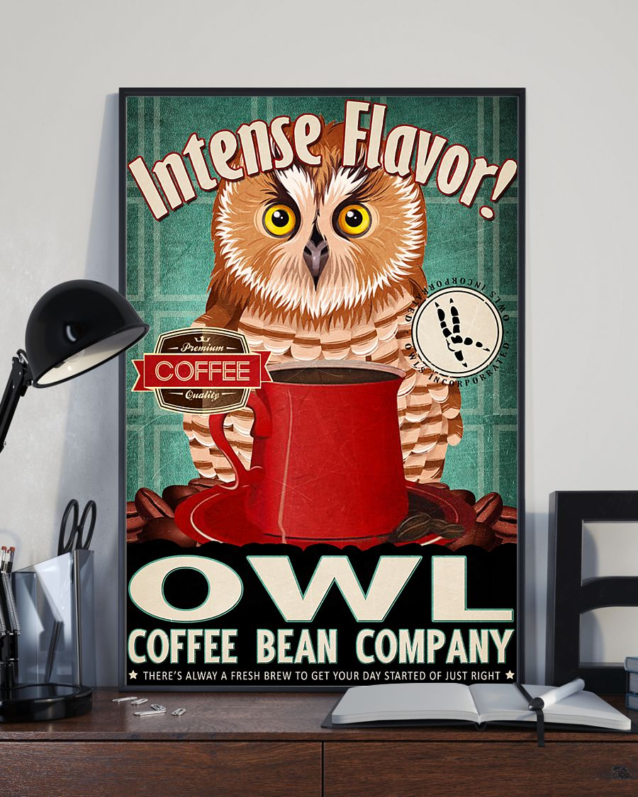 Owls Coffee Loves Canvas Prints Intense Flavor Owl Coffee Bean Company Vintage Wall Art Gifts Vintage Home Wall Decor Canvas - Mostsuit