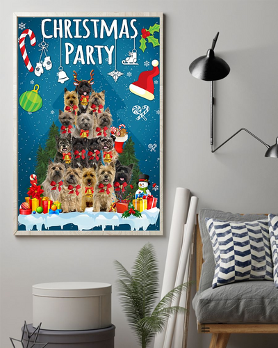 Cairn Terrier Dog Loves Canvas Prints Christmas Party Vintage Wall Art Gifts Vintage Home Wall Decor Canvas - Mostsuit