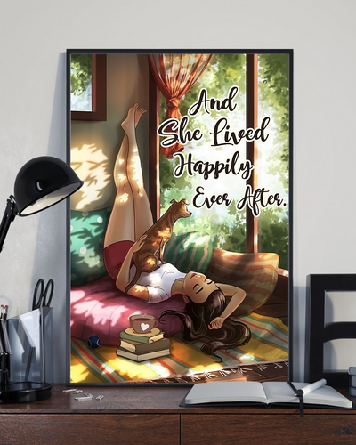 Dogs Tea Loves Poster And She Lived Happily Ever After Dog Mom Life Vintage Room Home Decor Wall Art Gifts Idea - Mostsuit