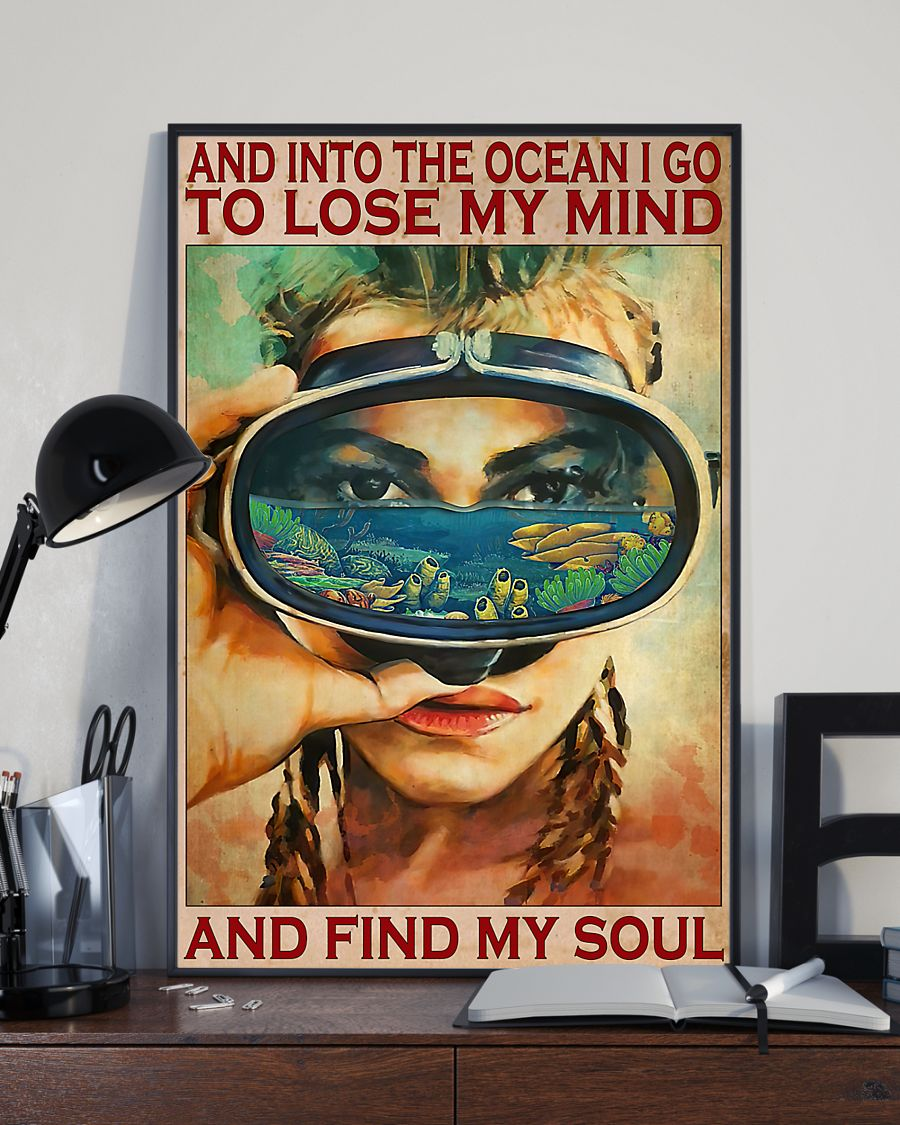 Scuba Diving Girl Poster and Lose My Mind and Find My Soul Vintage Room Home Decor Wall Art Gifts Idea - Mostsuit