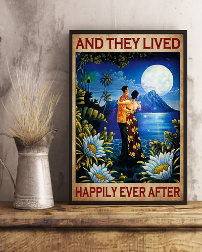 Hawaii Couple Poster And She Lived Happily Ever After Vintage Room Home Decor Wall Art Gifts Idea - Mostsuit