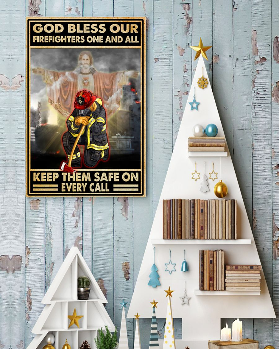 Firefighter Canvas Prints God Bless Our Firefighter One And All Vintage Wall Art Gifts Vintage Home Wall Decor Canvas - Mostsuit