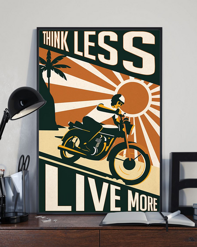 Motorcycle Canvas Prints Think Less Live More Biker Vintage Wall Art Gifts Vintage Home Wall Decor Canvas - Mostsuit
