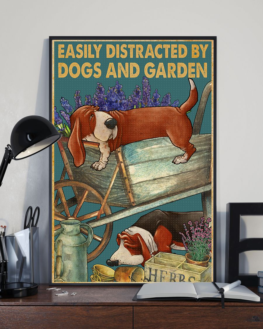 Dogs And Garden Basset Hound Canvas Prints Easily Distracted Vintage Wall Art Gifts Vintage Home Wall Decor Canvas - Mostsuit