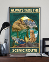 Camping And Dog Loves Poster Always Take The Scenic Route Vintage Room Home Decor Wall Art Gifts Idea - Mostsuit