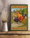 Chickens Make Me Happy Canvas Prints Vintage Wall Art Gifts Vintage Home Wall Decor Canvas - Mostsuit