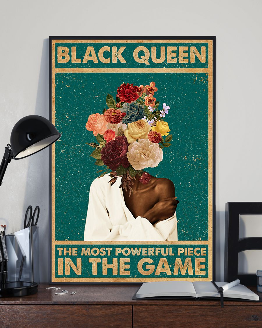 Black Queen Black Girl Pride Poster The Most Powerful Piece In The Game Vintage Room Home Decor Wall Art Gifts Idea - Mostsuit