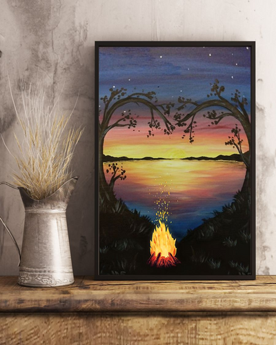 Camping Campfire Lake Loves Canvas Prints Vintage Wall Art Gifts Vintage Home Wall Decor Canvas - Mostsuit