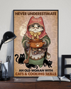 Chef Cats And Cooking Skills Poster Never Underestimate An Old Woman Vintage Room Home Decor Wall Art Gifts Idea - Mostsuit