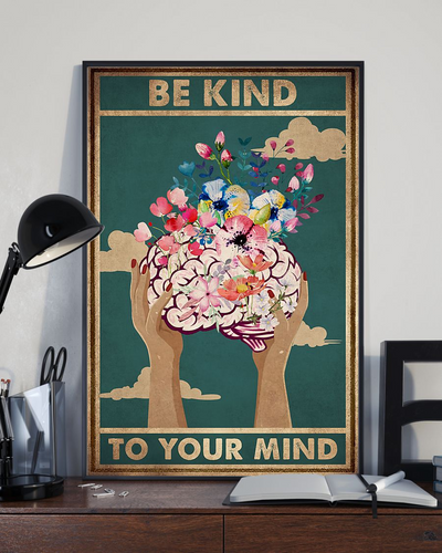 Flower Brain Be Kind To Your Mind Canvas Prints Vintage Wall Art Gifts Vintage Home Wall Decor Canvas - Mostsuit