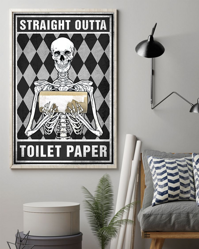 Skeleton Toilet Paper Canvas Prints Straight Outta Funny Quarantine Wall Art Gifts Vintage Home Wall Decor Canvas - Mostsuit