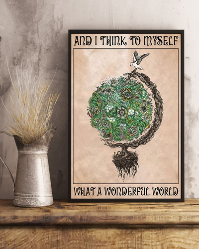 Flower Earth Poster And I Think To Myself What A Wonderful World Vintage Room Home Decor Wall Art Gifts Idea - Mostsuit