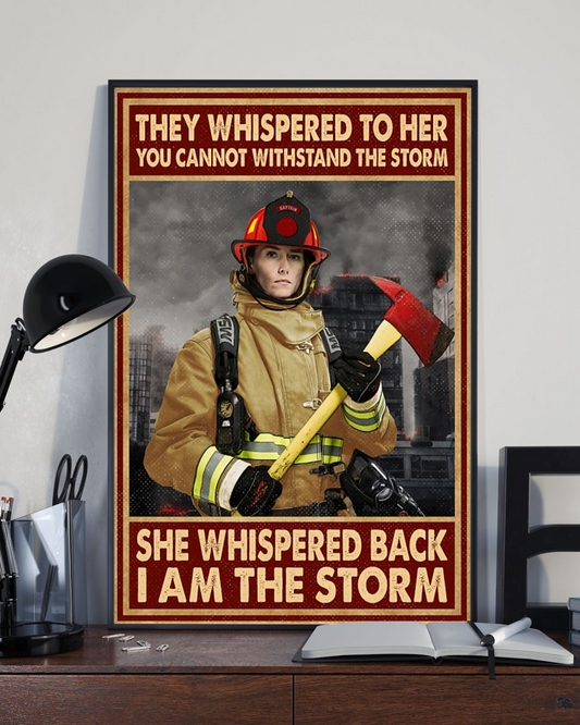 Female Firefighter Canvas Prints I Am The Storm Vintage Wall Art Gifts Vintage Home Wall Decor Canvas - Mostsuit