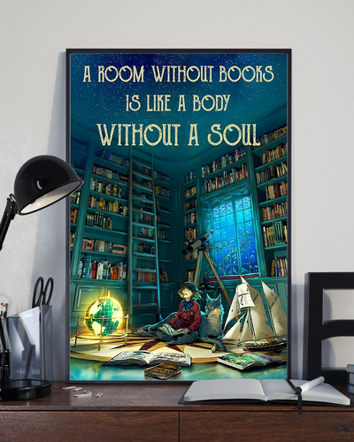 Book Loves Canvas Prints A Room Without Books Is Like A Room Without Soul Vintage Wall Art Gifts Vintage Home Wall Decor Canvas - Mostsuit