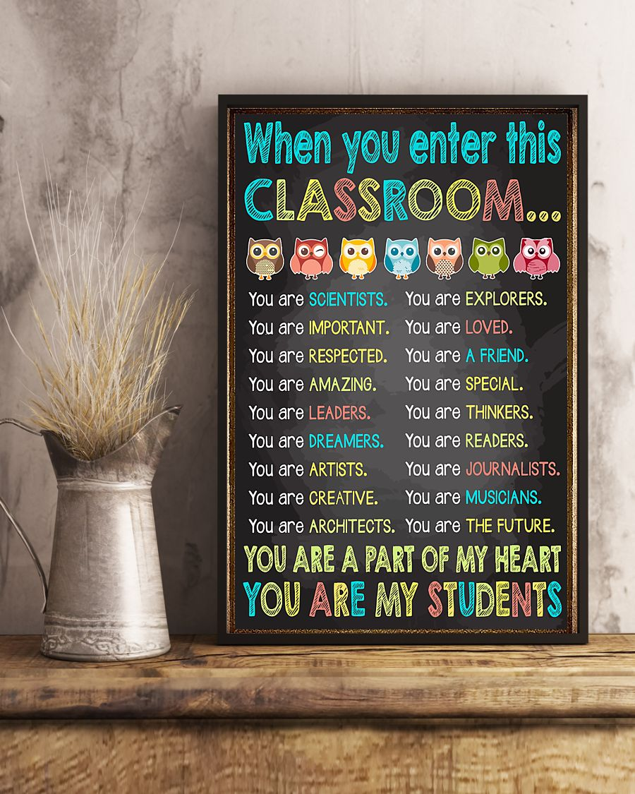 Owl When You Enter This Classroom Teacher Canvas Prints Vintage Wall Art Gifts Vintage Home Wall Decor Canvas - Mostsuit