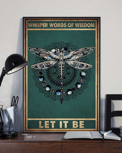 Dragonfly Canvas Prints Whisper Words Of Wisdom Let It Be Vintage Wall Art Gifts Vintage Home Wall Decor Canvas - Mostsuit