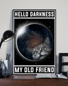 Cat Space Hello Darkness Poster Vintage Room Home Decor Wall Art Gifts Idea - Mostsuit