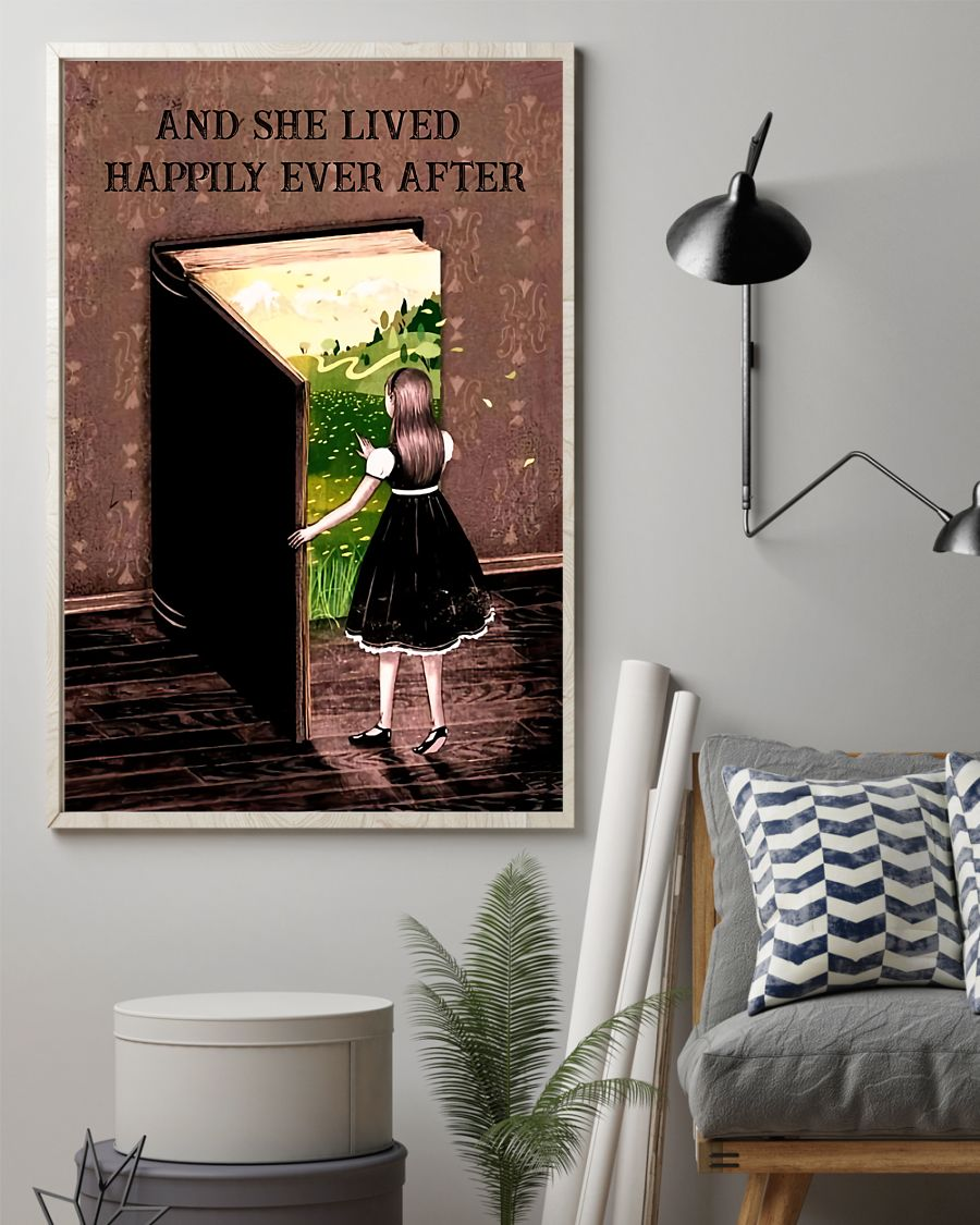 Book Girl Canvas Prints And She Lived Happily Ever After Vintage Wall Art Gifts Vintage Home Wall Decor Canvas - Mostsuit