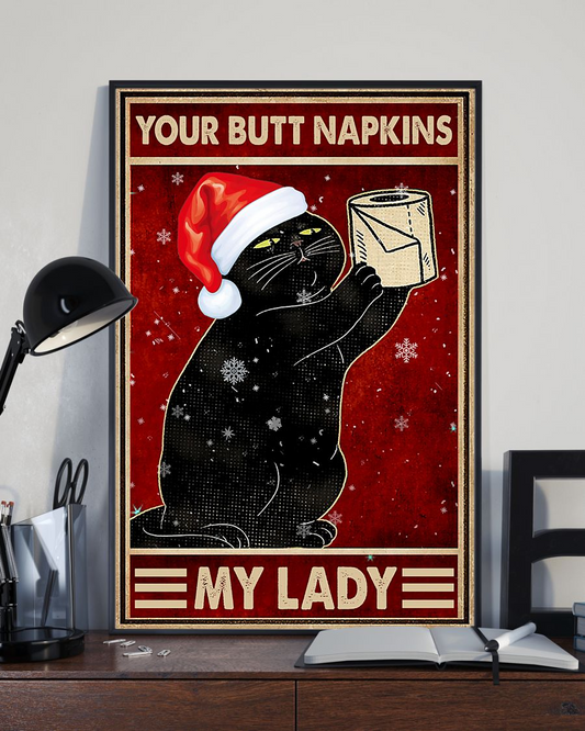 Black Cat Toilet Paper Canvas Prints Your Butt Napkins My Lady Christmas Vintage Wall Art Gifts Vintage Home Wall Decor Canvas - Mostsuit