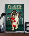 Pilots Cat Poster Looking Down On People Vintage Room Home Decor Wall Art Gifts Idea - Mostsuit