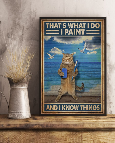Cat Painting Loves Canvas Prints That's What I Do I Paint Artist Painter Vintage Wall Art Gifts Vintage Home Wall Decor Canvas - Mostsuit