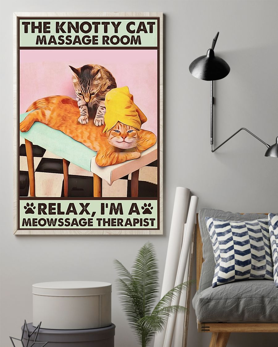 Massage Therapist Cat Loves Poster The Knotty Cat Massage Room Vintage Room Home Decor Wall Art Gifts Idea - Mostsuit
