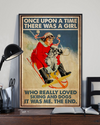 Skiing Girl With Dogs Canvas Prints Once Upon A Time There Was A Girl Vintage Wall Art Gifts Vintage Home Wall Decor Canvas - Mostsuit
