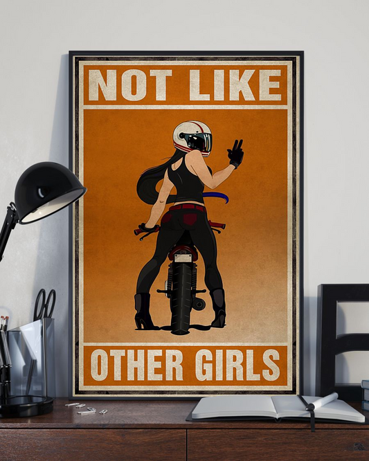Biker Not Like Other Girl Canvas Prints Vintage Wall Art Gifts Vintage Home Wall Decor Canvas - Mostsuit