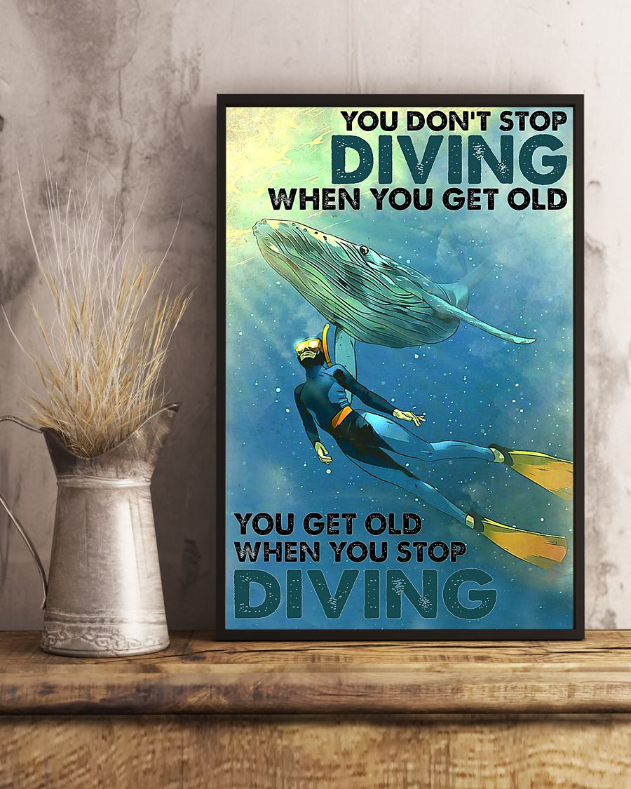 Scuba Diving Poster You Don't Stop Diving When You Get Old Vintage Room Home Decor Wall Art Gifts Idea - Mostsuit