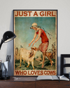 Cow Loves Poster Just A Girl Who Loves Cows Vintage Room Home Decor Wall Art Gifts Idea - Mostsuit