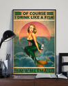 Mermaid Wine Poster I Drink Like A Fish Vintage Room Home Decor Wall Art Gifts Idea - Mostsuit