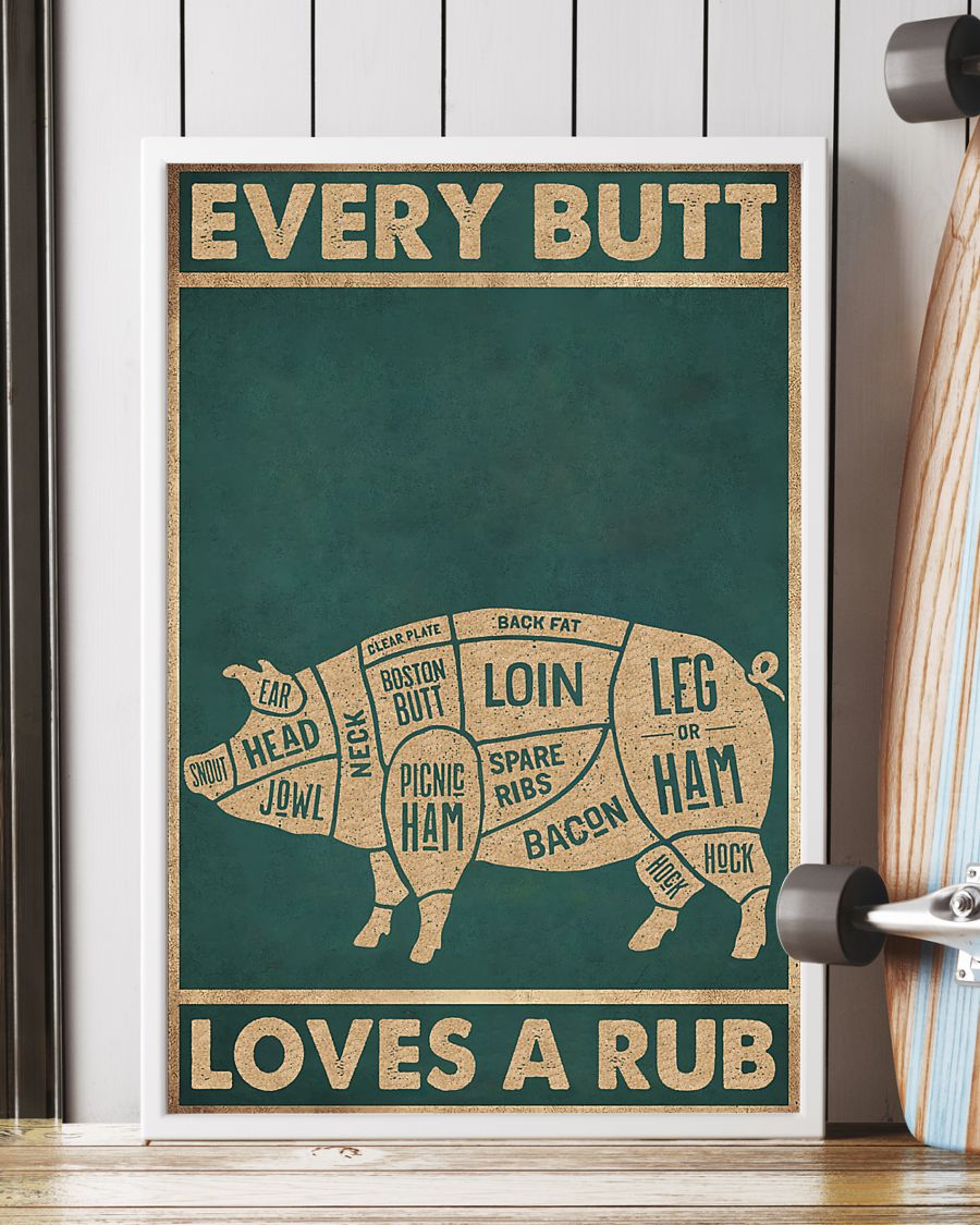 Pig Loves Poster Every Butt Loves a Rub Farm Vintage Room Home Decor Wall Art Gifts Idea - Mostsuit