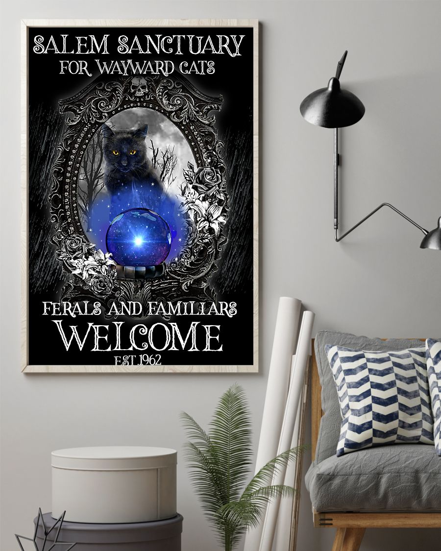 Salem Sanctuary Cat Canvas Prints Vintage Wall Art Gifts Vintage Home Wall Decor Canvas - Mostsuit